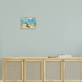 thumbnail image 2 of Modern Seaside Beach Scene Landscape Painting Gray Framed Art Print Wall Art, 2 of 7