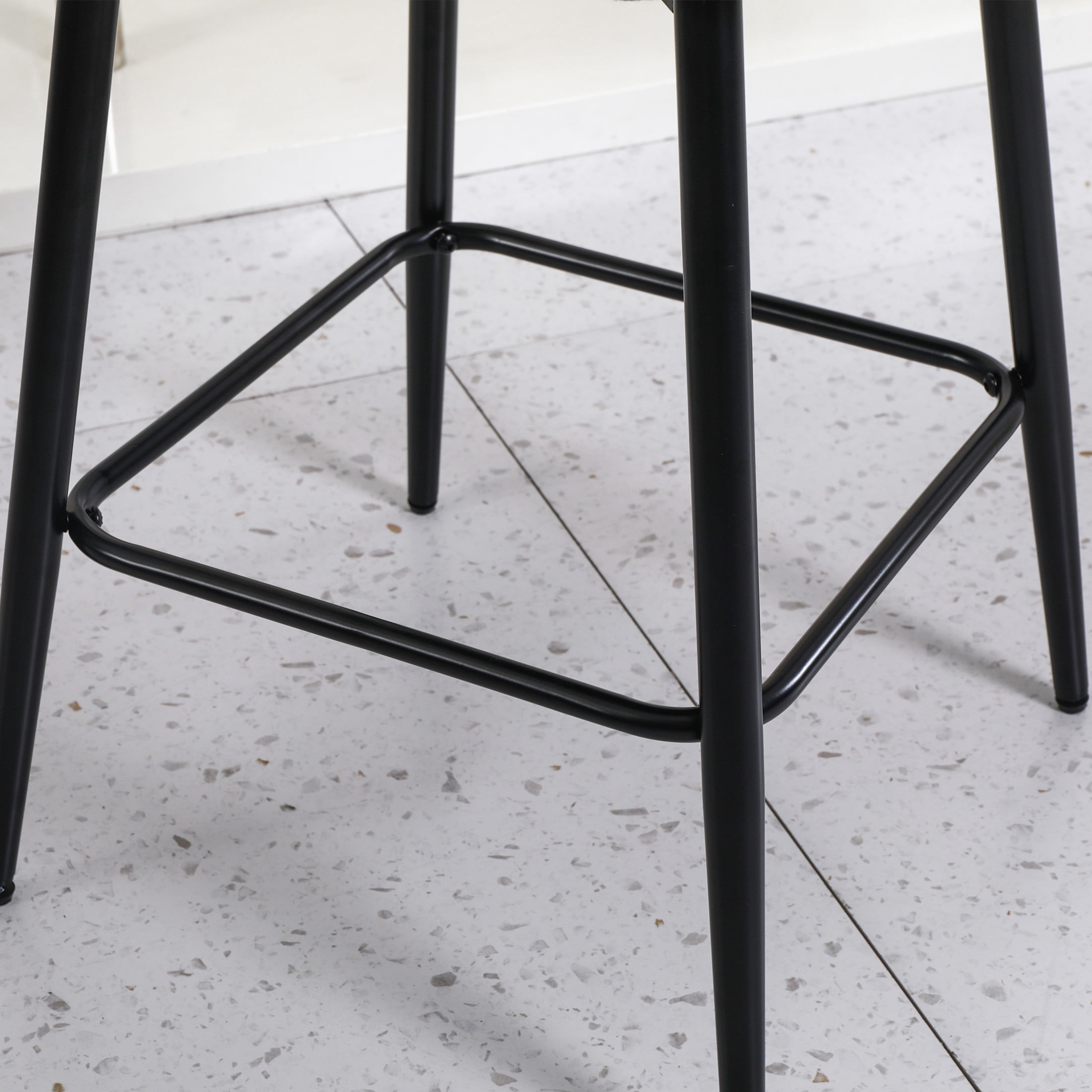 Noble House Bertis 360° Swivel Bar Stools, Upholstered Linen Kitchen Island Chairs with Metal Legs, Black, Set of 2
