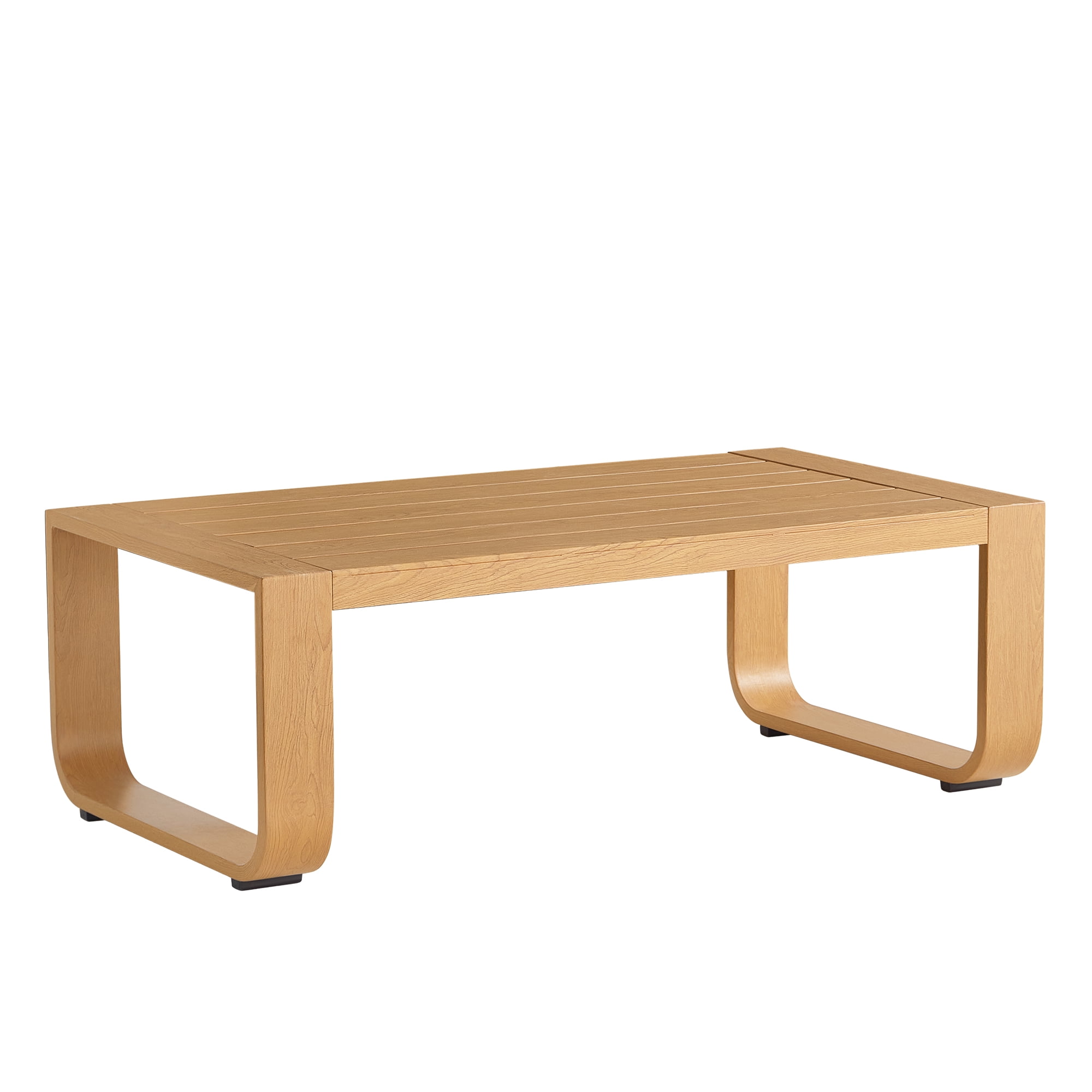 ReNest Outdoor Patio Coffee Table, Rustproof All-Aluminum Wood-Grain Frame, Weather-Resistant, Cream