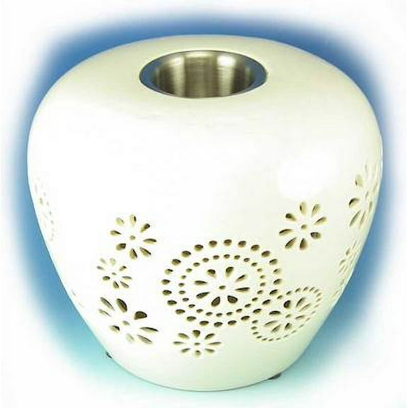 WHITE FLORAL Cutouts Fireside Firepot by Evergreen