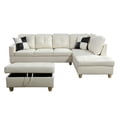 thumbnail image 5 of Prehome Faux Leather Sectional Sofa, 6 Seats Sleeper Couch with Reversible Chaise, Storage Ottoman, Modular L Shaped Sectional Sofa with Extra Headrests, Living Room Furniture for Apartment, White, 5 of 9