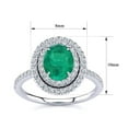 thumbnail image 4 of SuperJeweler 1 1/2 Carat Oval Shape Created Emerald and Double Halo Diamond Ring In Sterling Silver For Women, 4 of 5