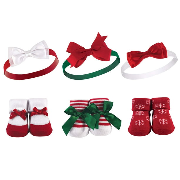 Set de regalo de diadema y calcetines para bebés Hudson Baby Christmas