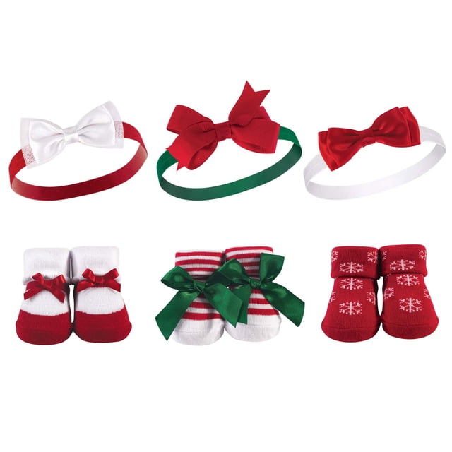 Set de regalo de diadema y calcetines para bebés Hudson Baby Christmas