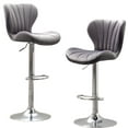 thumbnail image 6 of Gray Upholstered ( Of 2), Adjustable Swivel Function, Thick Foam Padding, Modern Vertical Lined Seat, Sleek Accentuation , 2 - Low-back Style, 360° Rotation, Height, Comfortable, 6 of 7