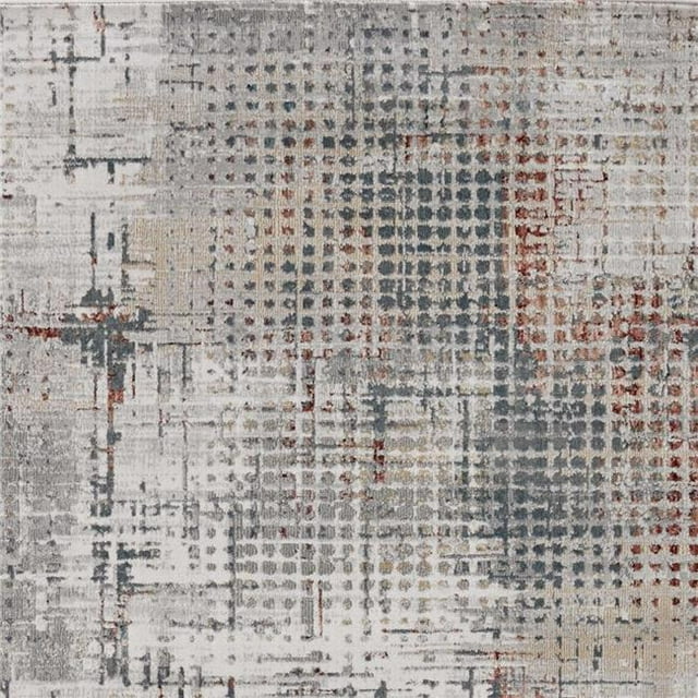 39" X 55" X 0.'25" Grey/Brick Polypropylene & Polyester Rug