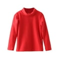 thumbnail image 2 of PINQI Kids Fall Winter Blouse Baby Girls Boys High Neck Candy Color Children's Long Sleeve Base T Shirt for 2 To 7 Years Fall Spring Clothes(b-Red,7-8 Years), 2 of 4