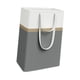 thumbnail image 2 of Cesta de lavandería a rayas, cesta de tela para almacenar ropa sucia con asas, bolsa de almacenamiento de ropa, contenedor para almohadas y zapatos gris, 2 of 9