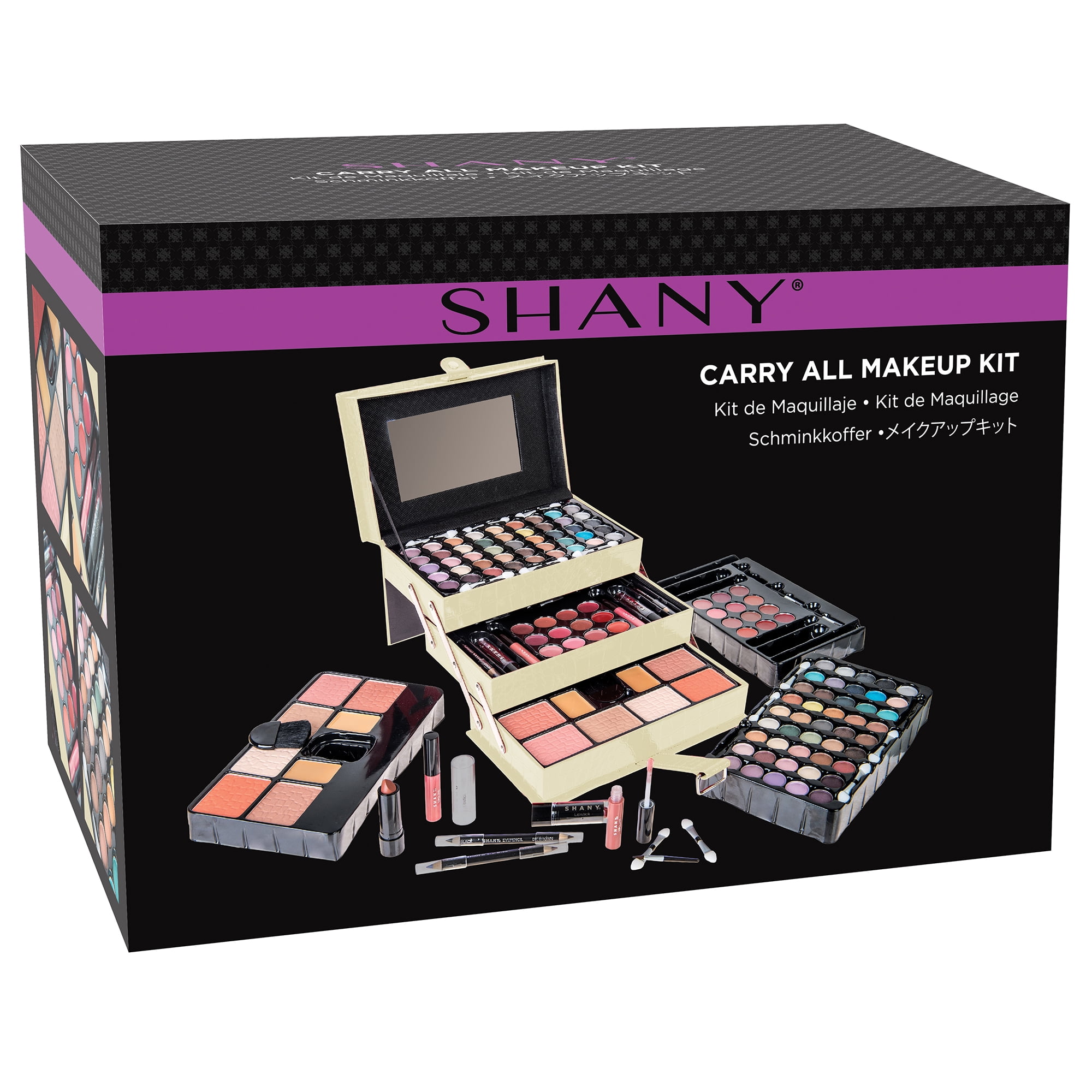 SHANY All In One Makeup Set, 67 Colors Eyeshadow, Blushes, Face Powder, Lipstick , Eye liners, Make up Pencils and Cosmetics Mirror - Makeup Kit With Reusable Beauty Organizer Train Case  - White