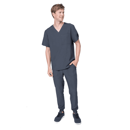 

Elements Select ES2946 Men s V-Neck Top and Jogger Scrub Set Pewter X-Small