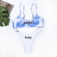 thumbnail image 1 of KOMOO Bikini Sets for Women Tie-Dyed Letter Print U-Neck Short Camisole Panties High Waisted Bikini Summer Bathing Suit Swimwear Set, 1 of 7