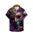 thumbnail image 5 of JURANMO Lightening Deals Mens Bowling Shirts Funny Carnival Print Tshirt Casual Lapel Button Up Holiday Beach Tops Multicolor 4XL, 5 of 6