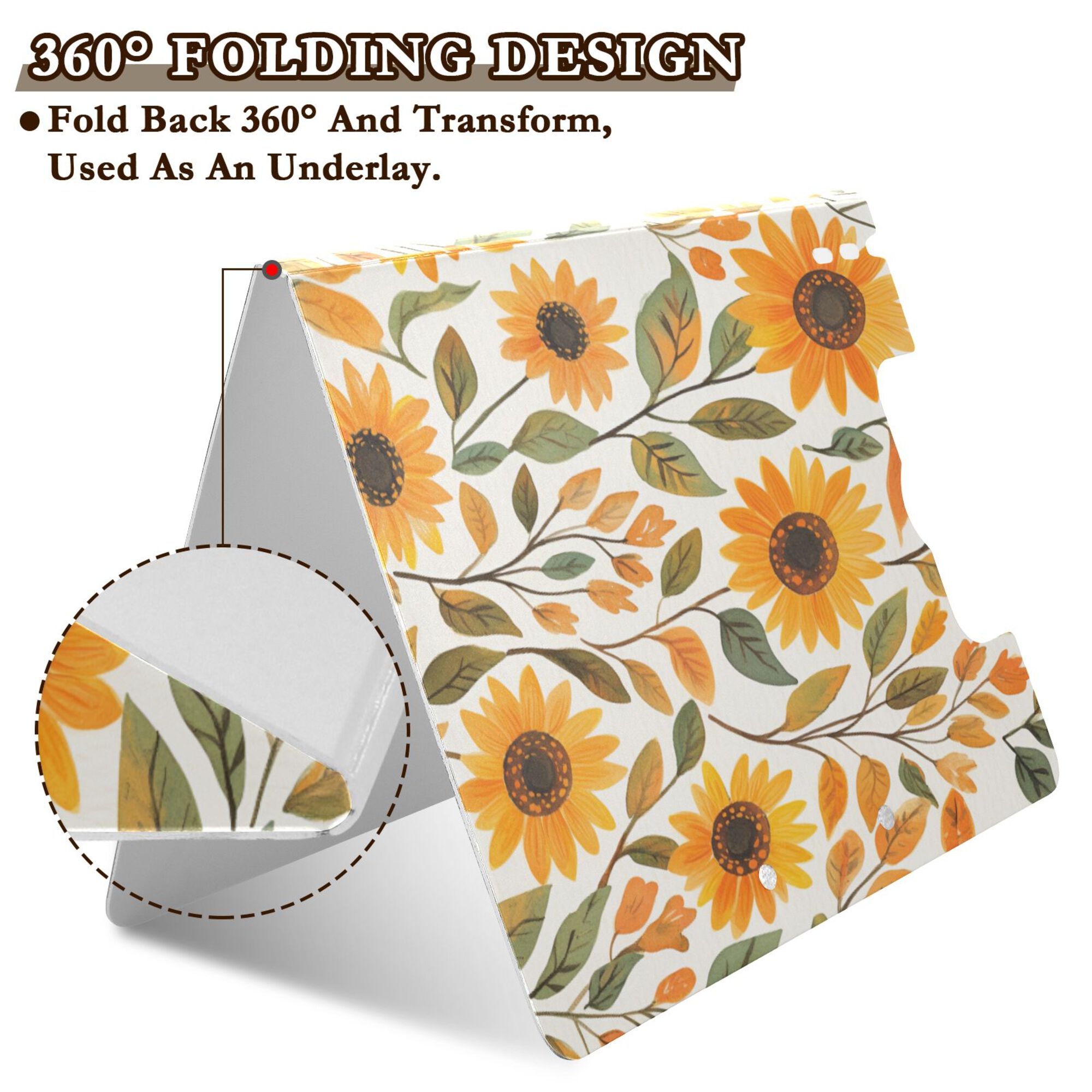 FORMRS A4 Clipboard Folder with Pen Holder Horizontal Foldable School Office Binder, Watercolor Sunflowers