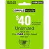 Simple Mobile $40 Unlimited Talk & text 30-Day Prepaid Plan (15GB at high speeds) + International Calling Credit e-PIN Top Up (Email Delivery)