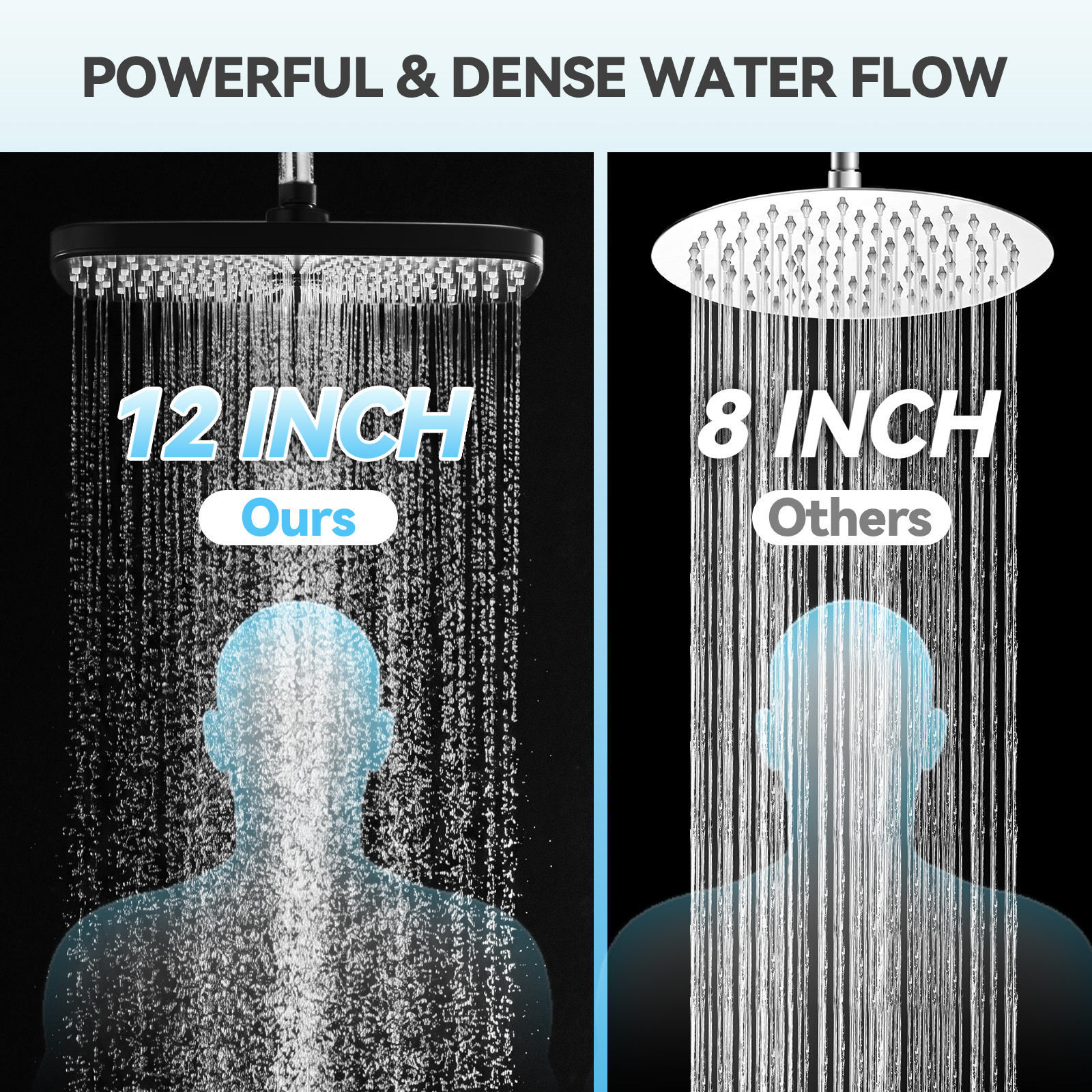 INAVAMZ 12" Rain Shower Head & Handheld Combo, Black photo 8