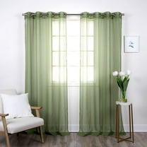 Quality Home Set of 2 Linen-Textured Semi-Sheer Curtain Panels – Antique Bronze Grommet Faux Linen Window Treatment for Living Room, Dining Room, Bedroom (Green, 52" W x 96 " L)