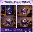 thumbnail image 5 of 2 Pack Halloween Bat Moon Lights, Battery Operated Purple LED Hanging Decorations, Light Up Window Wall Decor for Indoor Covered Porch, 5 of 8