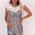 thumbnail image 2 of Camiseta sin mangas de encaje con estampado de mujer Camiseta sin mangas de empalme de cuello redondo Camiseta ligera y cómoda delgada OAVQHLG3B Store  lin121212, 2 of 5