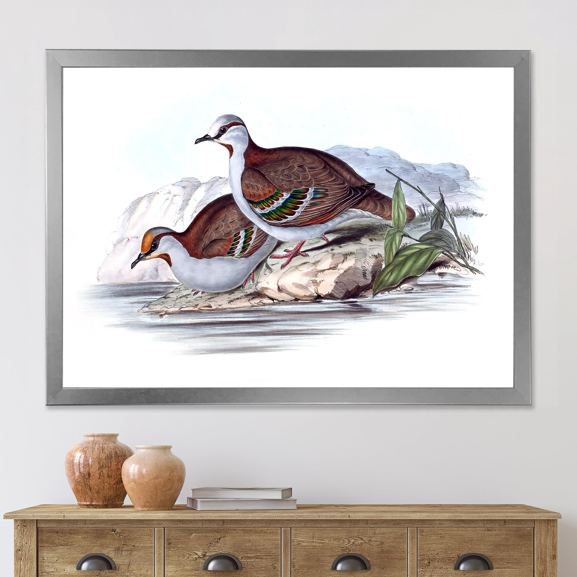 Designart 'Ancient Australian Birds IX' Traditional Framed Art Print