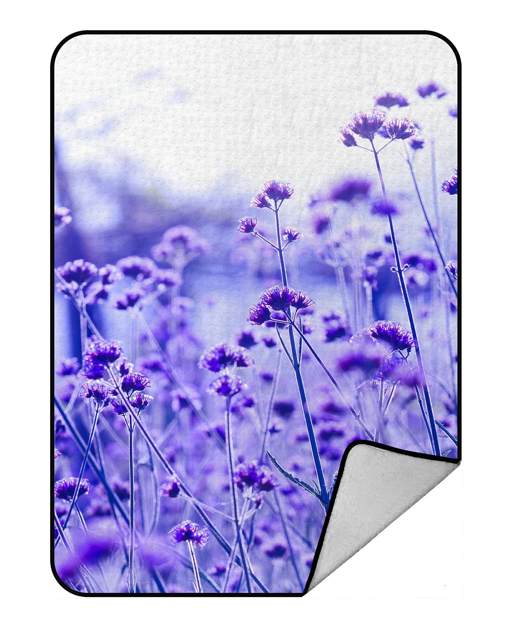 PHFZK Tree of Life Blanket, Purple Lavender Flowers Field Fleece