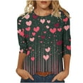 thumbnail image 2 of UQJfacai Valentines Shirts Women Love Heart Graphic 3/4 Sleeve Tops Plus Size Valentine Casual Loose Fit Crewneck Tunic Tee Blouse, 2 of 5