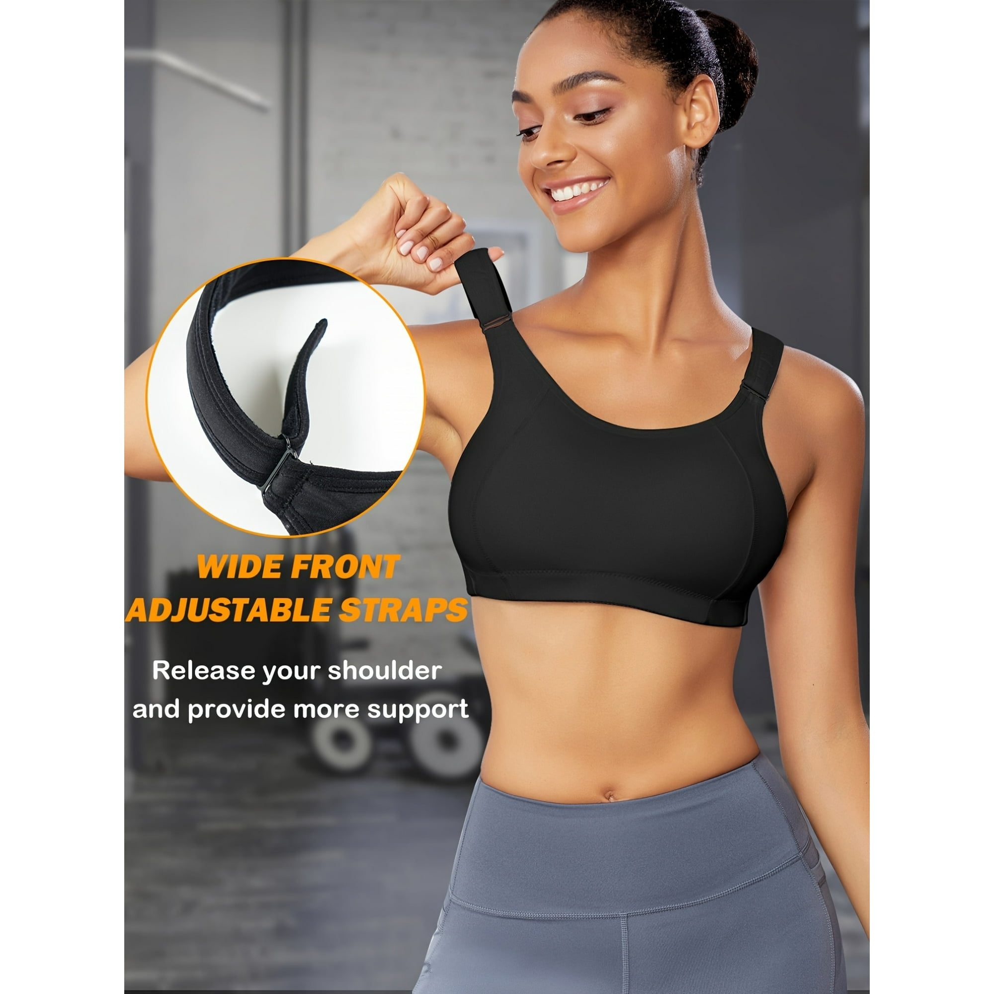 Sujetador deportivo de compresion con correas ajustables camiseta sin mangas recortada elastica negra para yoga y fitness ropa deportiva para mujer Walmart