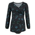 thumbnail image 4 of Youmylove Women Nusring Maternity V-Neck Long Sleeve Ruffles Printed Blouse Tops Comfy, 4 of 7