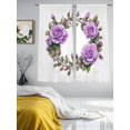 thumbnail image 3 of Purple Rose Sheer Curtains 72 Inch Length 2 Panels Set, Spring Flower Watercolor Modern Floral Leaf Voile Window Treatment Rod Pocket Curtains Sheers Drapes for Bedroom/Living Room/Kitchen 52"x72"x2, 3 of 7