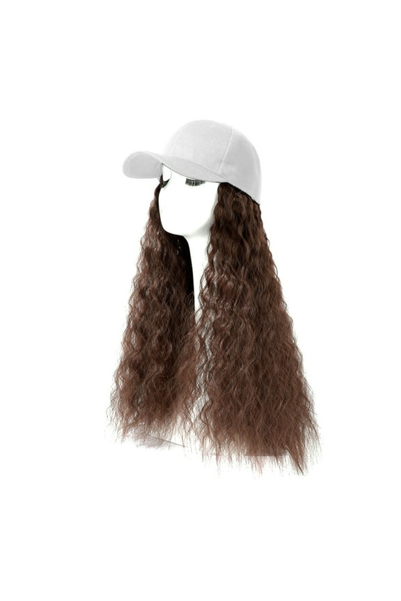 Baseball Cap Hair Wave Curly Hairstyle Adjustable Wig Hat Attached Long Hair