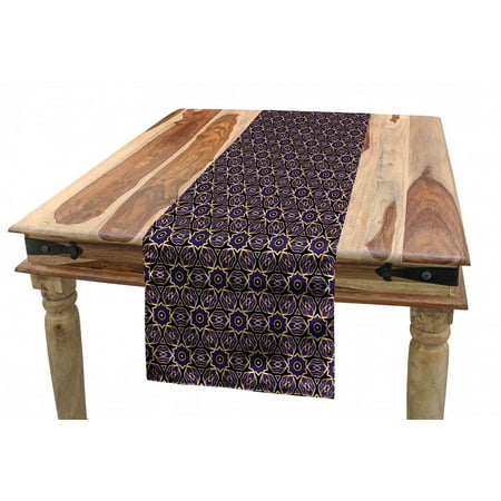 

Oriental Table Runner Folk Arabian Flower Motifs with Swirly Petals Leafage Mosaic Branches Dining Room Kitchen Rectangular Runner 3 Sizes by Ambesonne