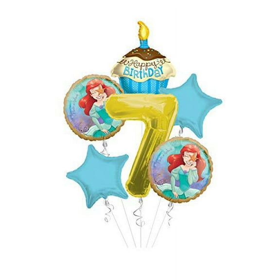 Anagram/Kaleidoscope Princess Little Mermaid (Ariel) Once Upon A Time Happy Birthday Balloon Bouquet 6 pc, 7th Birthday, | Viva Party Balloon Collection