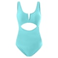 thumbnail image 5 of TAIAOJING One Piece Swimsuit Women Casual Solid V Neck Sexy High Waisted Jumpsuit Bikini Split Swimwear Bathing Suits, 5 of 5