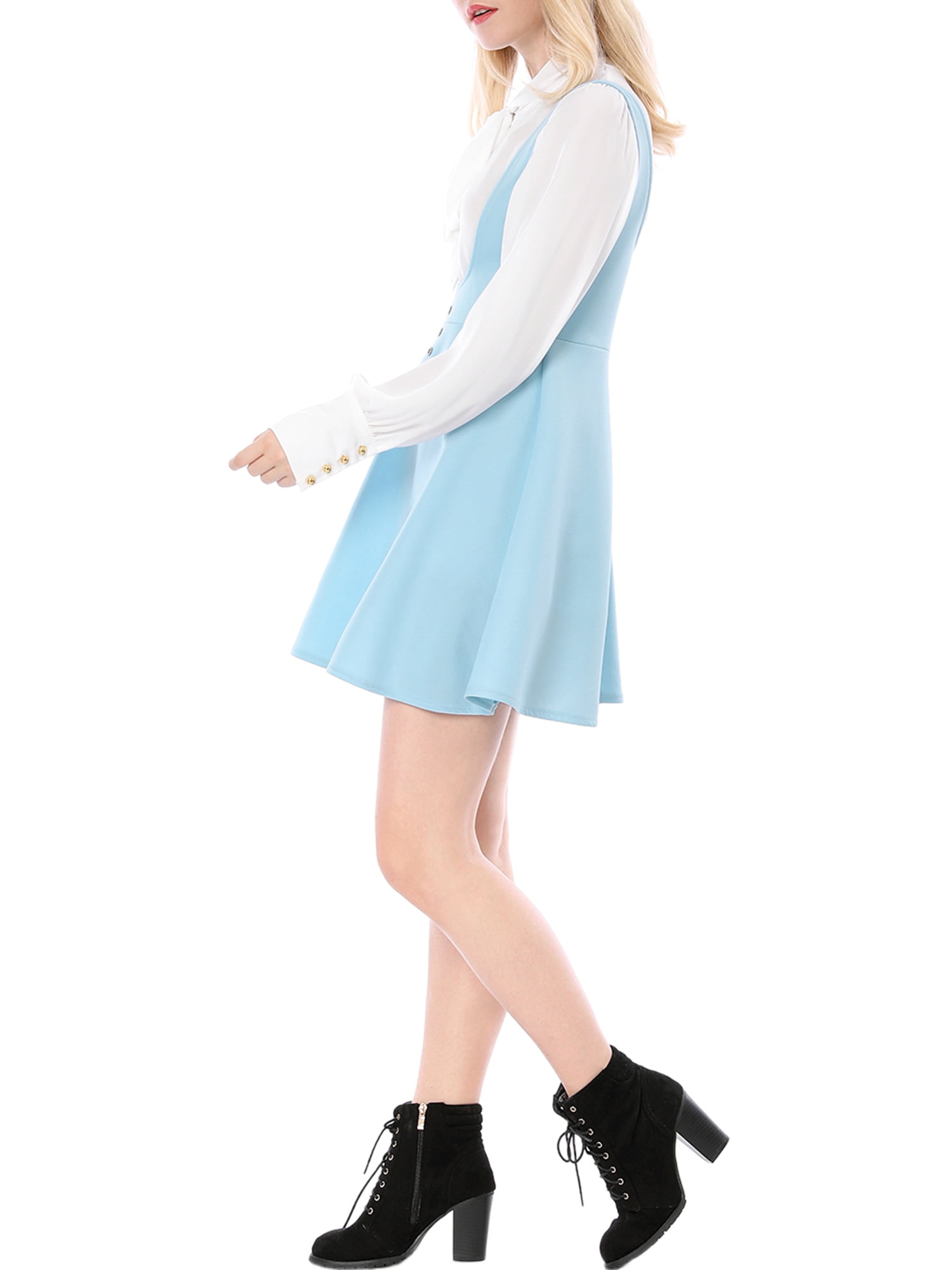 DARING DIVA Women's Above Knee Hem Suspender Skirt Dress 3XL Sky Blue