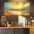 thumbnail image 1 of Bright Yellow Sunset Beach Panorama - Modern Seascape Canvas Artwork, 1 of 3