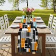 thumbnail image 4 of Table Runners 70 Inches Long Dress Scarves, Burnt Orange Black Geometric Farmhouse Coffee/Dining/Kitchen Table Decor, Holiday Table Runner, Modern Color Block Abstract 13x70 Inch, 4 of 9
