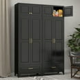 thumbnail image 2 of Polup 90"H Black Steel Kitchen Pantry Cabinet - Freestanding 4-Door Storage with 3 Adjustable Shelves, 1 Drawer & Anti-Tipping Design for Home, Garage, Laundry, 2 of 8