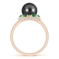 thumbnail image 2 of Angara Tahitian Cultured Pearl Floral Ring with Emeralds in 14K Rose Gold for Women | June Birthstone Jewelry for Her, 2 of 8