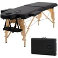 thumbnail image 2 of NiamVelo 2 Fold Foldable Wood, PVC leather Massage Bed with Carry Case, 84 inches, Black, 2 of 8