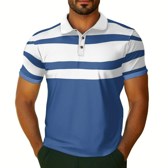 Yiaimeir Men's Casual Breathable Short Sleeve Striped Plaid Printed WithT-Shirt Streetwear,Size S-2XL