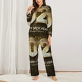 thumbnail image 2 of Salouo Happy New Year 2025 E Pattern Women's Pajamas Set Long Sleeve Button Down Sleepwear Soft Pj Lounge Sets for women 2 Piece Pjs Set with Long Pants-X-Large, 2 of 7