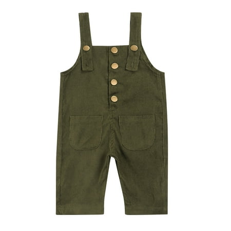 

Sunisery Kids Baby Girls Casual Overalls Solid Button Corduroy Jumpsuit with Pockets Army Green 3-4 Years