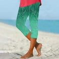 thumbnail image 2 of Womens Summer High Waisted Printing Capris Matching Slim Fitting Yoga Gym Pants, 2 of 8