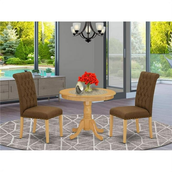 3 Piece Antique Dinette Set - Oak & Dark Coffee