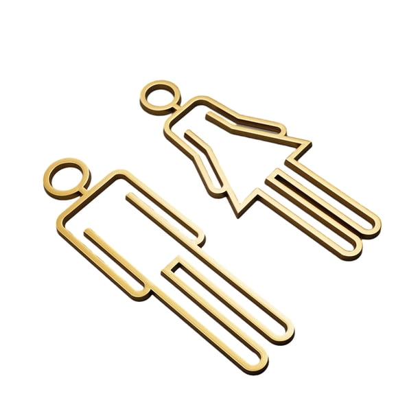 Injueey Letrero de baño multifuncional para puerta de acrílico, símbolo de baño fácil de usar, letrero de baño seguro de acrílico Decoración del hogar Un oro