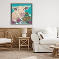 thumbnail image 2 of Stupell Industries Pig Portrait with Purple Flowers Gray Framed Floater Canvas Wall Art design by Ashley Justice, 25 x 25, 2 of 9
