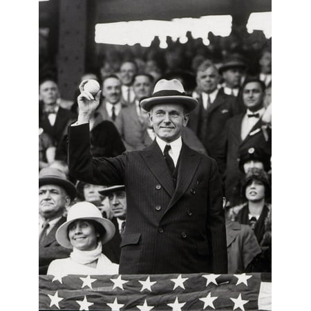 President Calvin Coolidge (1872-1933) Throws Out the First Ball of the 1924 World Series, 1924 Print Wall Art By American
