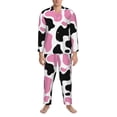 thumbnail image 3 of Daiia Cow Spots for Men's Long-Sleeved Pajama Set – Soft & Comfortable Sleepwear Button-Up Pajamas Cozy Lounge Wear-Large, 3 of 7
