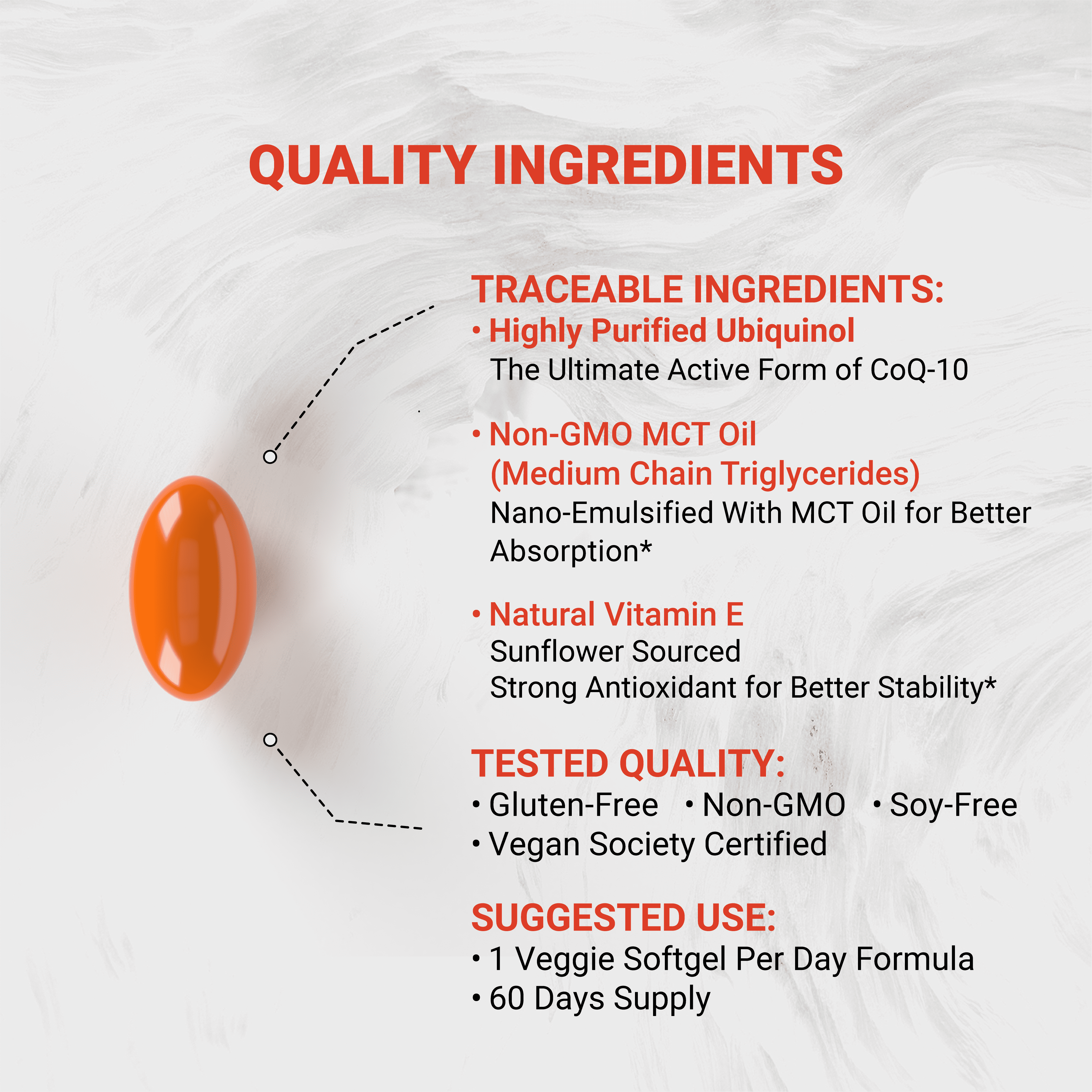 Naturalis Ubiquinol 100mg Active CoQ-10 Emulsified in MCT Oil for Better Absorption | Gluten Free, Non-GMO & Soy-Free | Cardiovascular Wellness, Antioxidant Protection, and Healthy Skin*| 60 Softgels