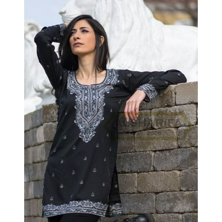 Beautiful Women Tops, Indian Kurti Tunic, Kurta Sale :  RANA | BLACK | Garment Bust Size (Best Kurta Designs For Ladies)