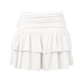 thumbnail image 6 of Arlun Women's Layered Ruffle Mini Skort Skirt Ruched Fold Low Waist Stretchy Cute Cake Skirts with Shorts Underneath Solid Color Soft Comfort Layered Y2k Style Summer Skorts White XL, 6 of 6